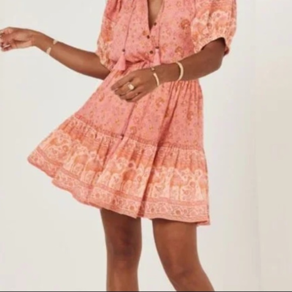SPELL & THE GYPSY COLLECTIVE SUNDOWN MINI SKIRT IN APRICOT SIZE SMALL